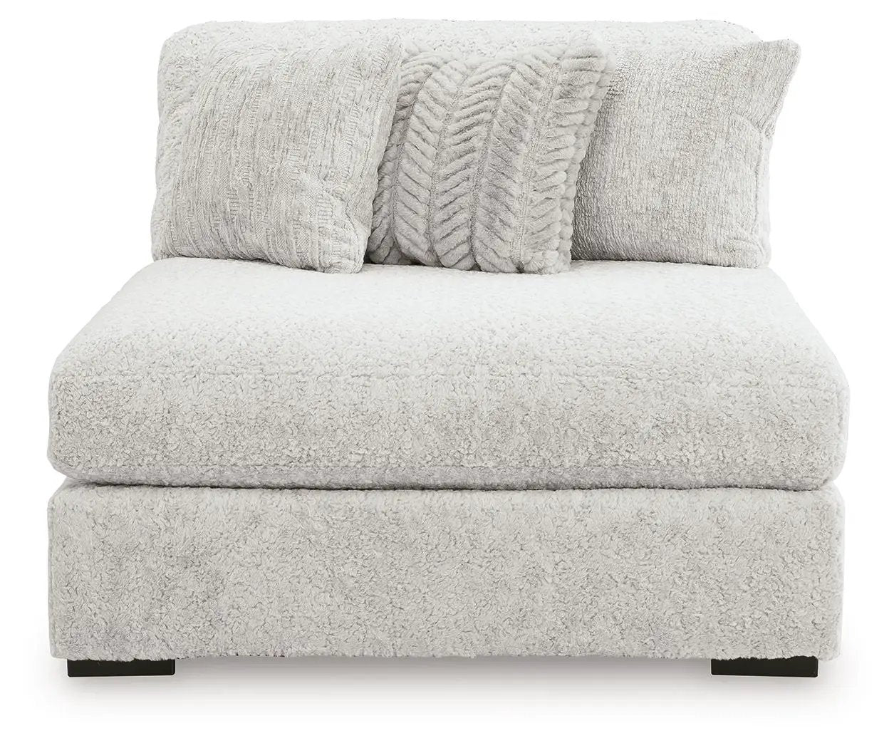 Cuddle Plush Sectional in cream sherpa fabric with three textured cushions and low-profile feet on Tampa Home & Garden Store