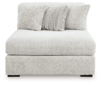 Cuddle Plush Sectional in cream sherpa fabric with three textured cushions and low-profile feet on Tampa Home & Garden Store