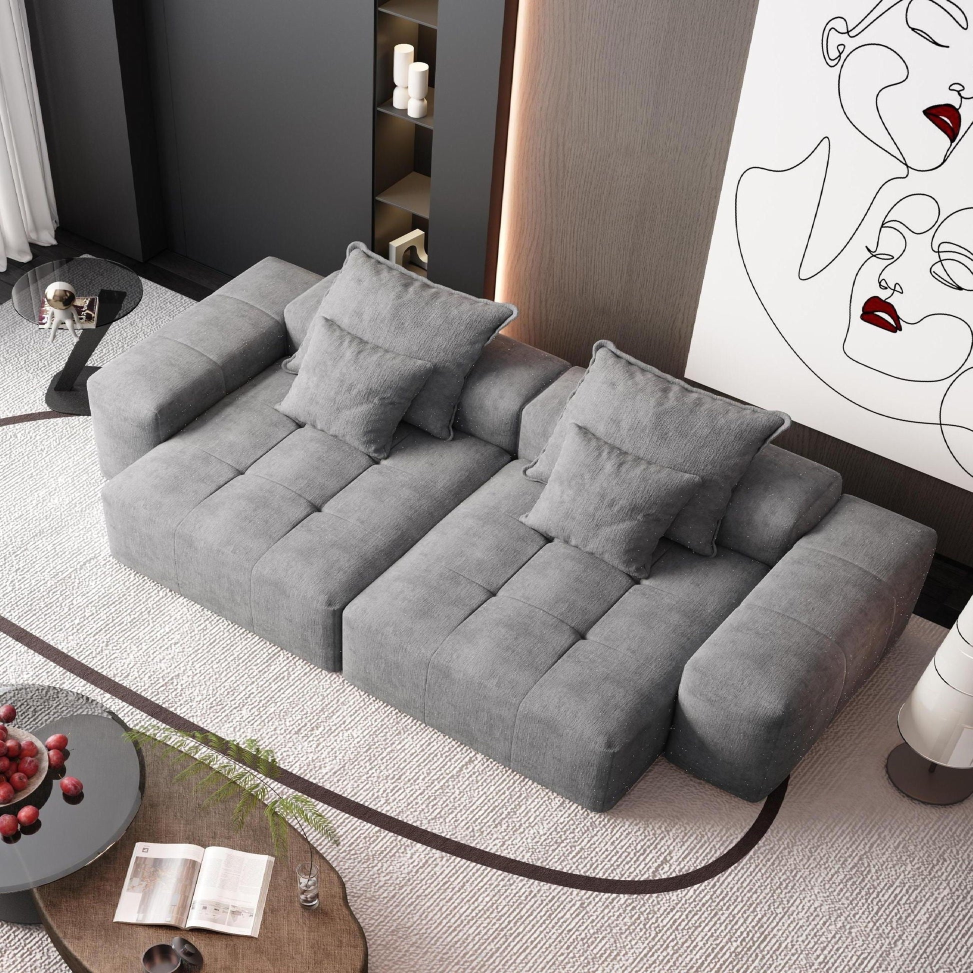 Modern oversized DIY modular sectional sofa with pillows in gray by HouseOfZazla on Tampa Home & Garden Store