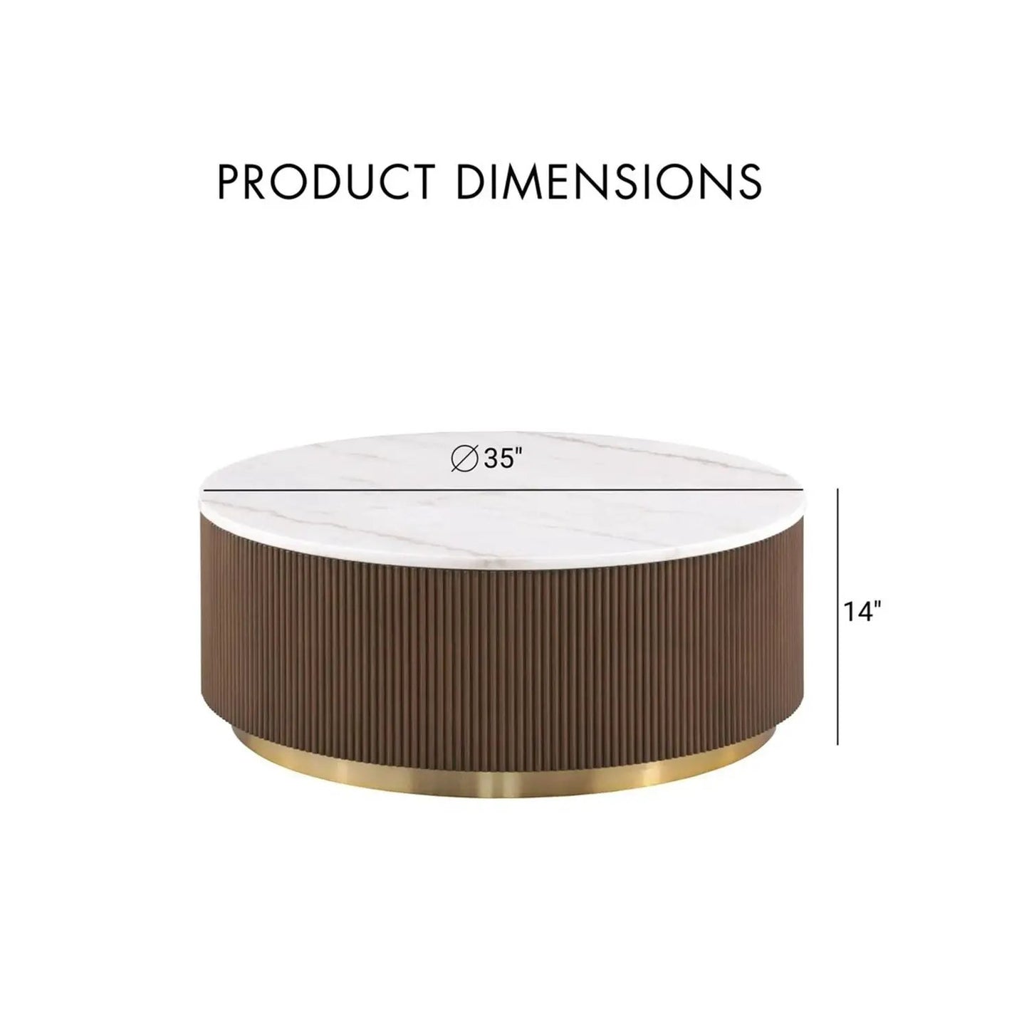 Modern Round Table with Marble Top Gold Accents