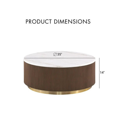 Modern Round Table with Marble Top Gold Accents