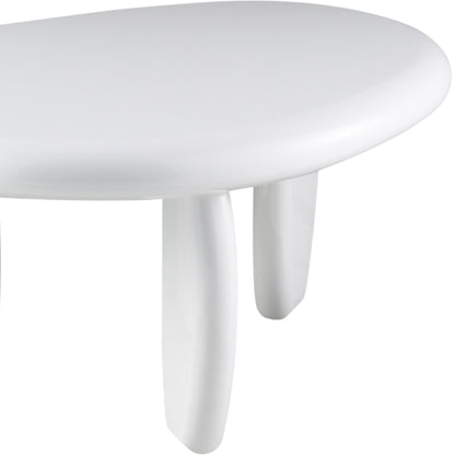 High-gloss white end table with durable synthetic wood, rounded top and sturdy legs on Tampa Home & Garden Store