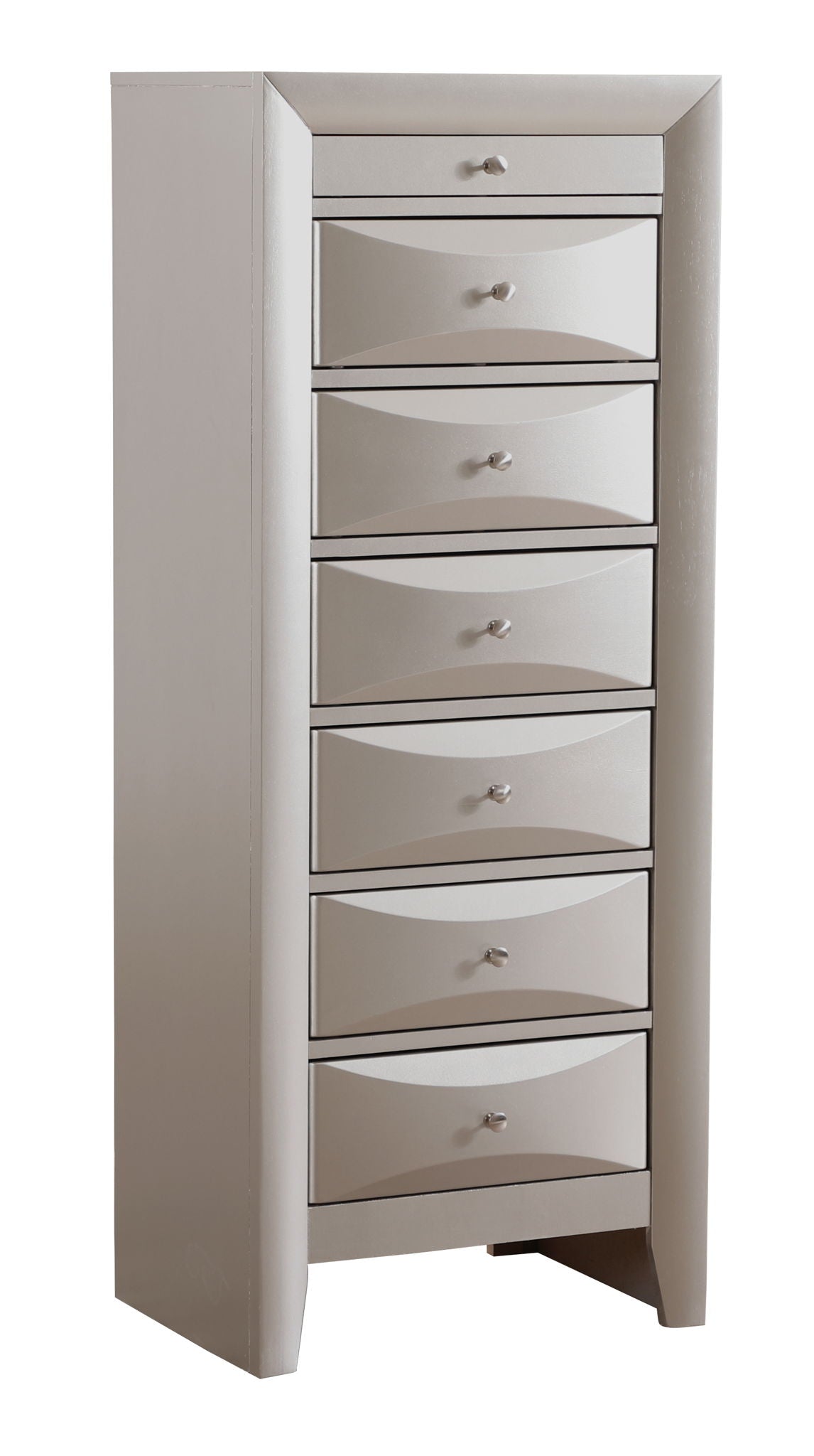 7-Drawer Lingerie Chest by HouseOfZazla, slim light gray dresser with curved drawers on Tampa Home & Garden Store