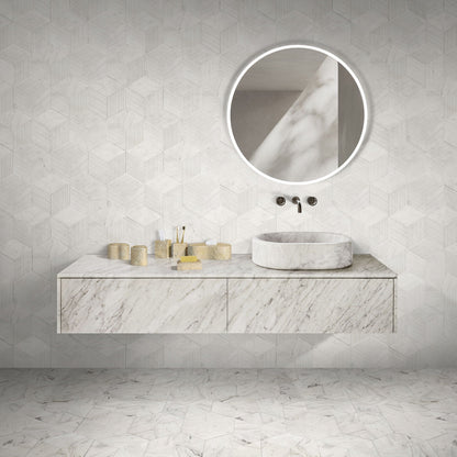 Elegant Bathroom Accessories Set by HouseOfZazla organza on marble vanity with tile backdrop on Tampa Home & Garden Store