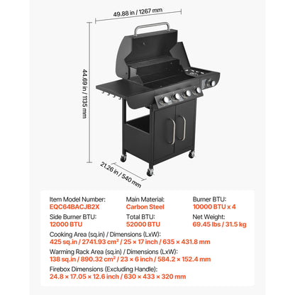 4 Burner Propane Grill For Patio and Garden