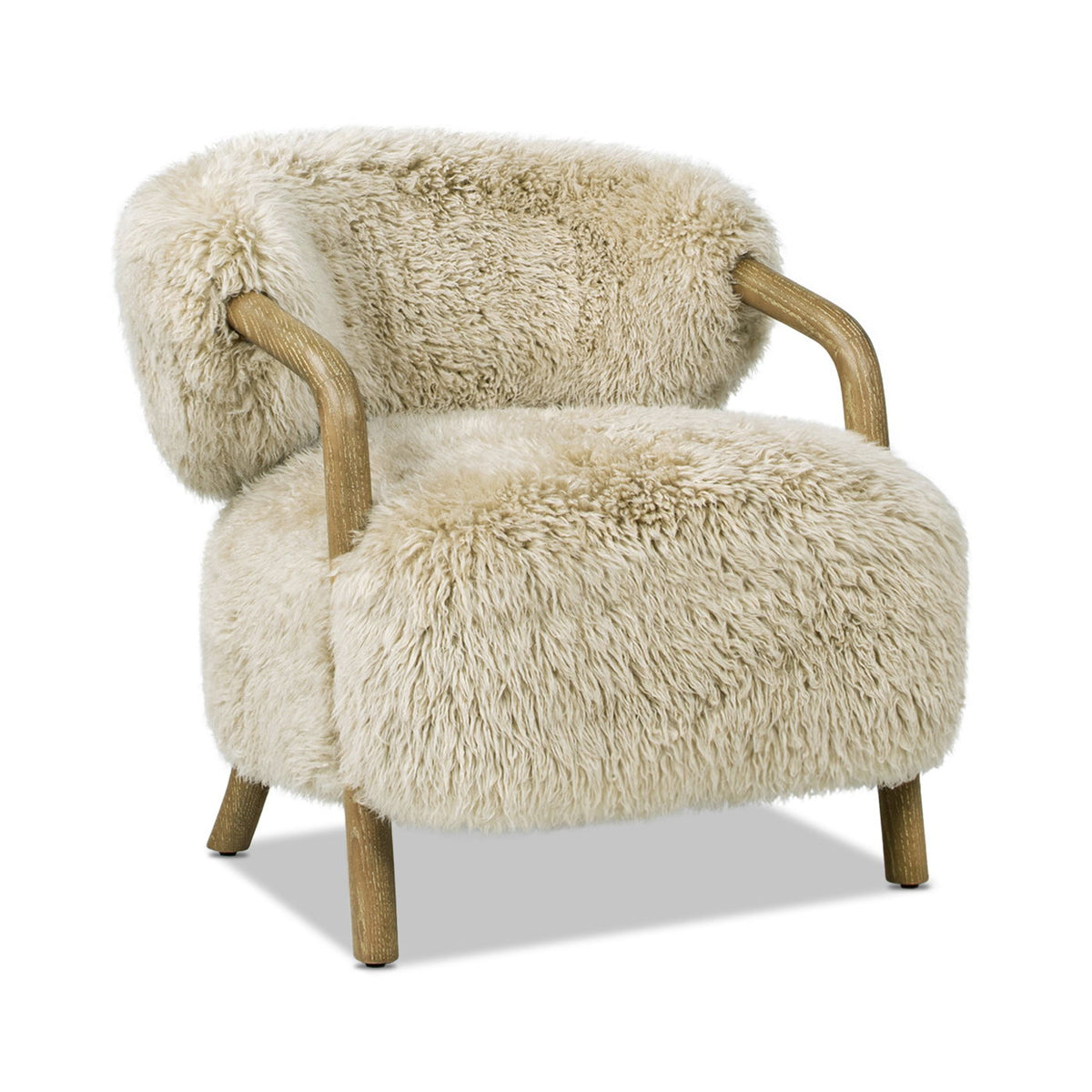 Rustic Oak Sheepskin Arm Chair taupe beige with ergonomic comfort and oak arms HouseOfZazla on Tampa Home & Garden Store