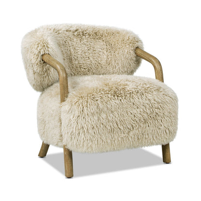Rustic Oak Sheepskin Arm Chair taupe beige with ergonomic comfort and oak arms HouseOfZazla on Tampa Home & Garden Store
