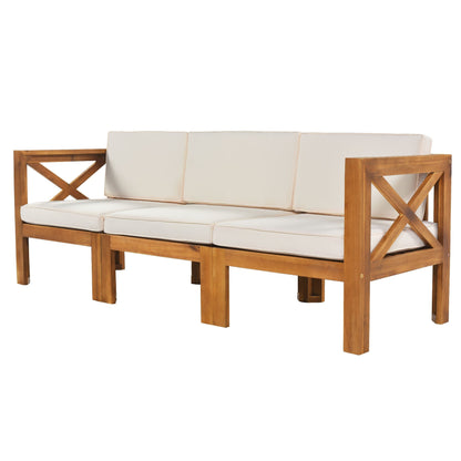 Acacia Wood Outdoor Patio Sectional Sofa Set