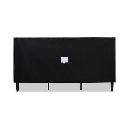 Aspen King Platform Bed back view with beige frame and black back panel on Tampa Home & Garden Store