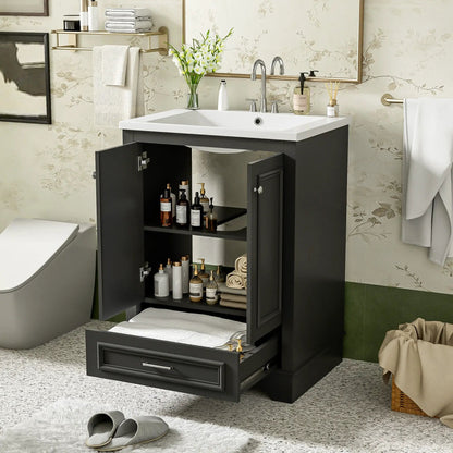Bathroom Vanity With Ceramic Sink and Cabinet