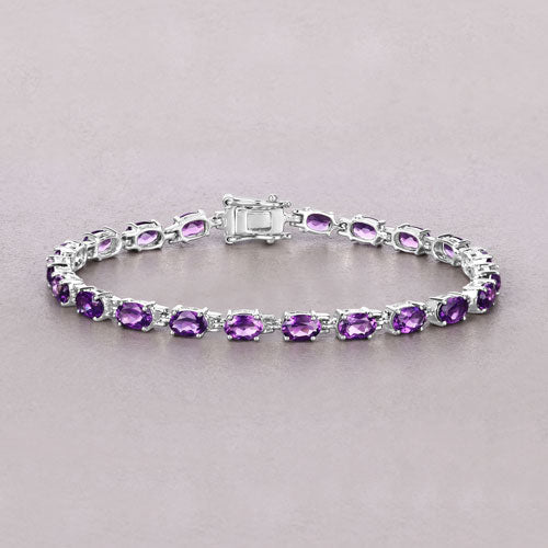 Sterling silver amethyst bracelet featuring oval purple stones on Tampa Home & Garden Store
