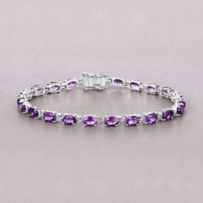 Sterling silver amethyst bracelet featuring oval purple stones on Tampa Home & Garden Store