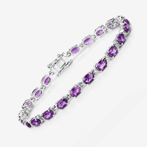 Amethyst bracelet in .925 sterling silver with purple stones, 7.98 carats, by Bids.com on Tampa Home & Garden Store
