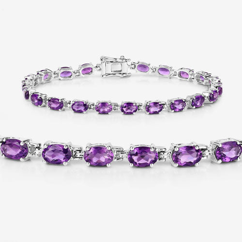 Bracelet with oval genuine amethyst stones in .925 sterling silver links by Bids.com on Tampa Home & Garden Store