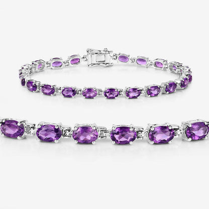 Bracelet with oval genuine amethyst stones in .925 sterling silver links by Bids.com on Tampa Home & Garden Store