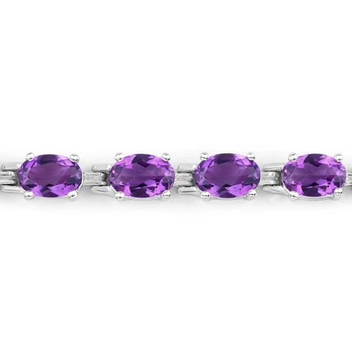 Genuine amethyst bracelet with four oval purple stones set in .925 sterling silver on Tampa Home & Garden Store