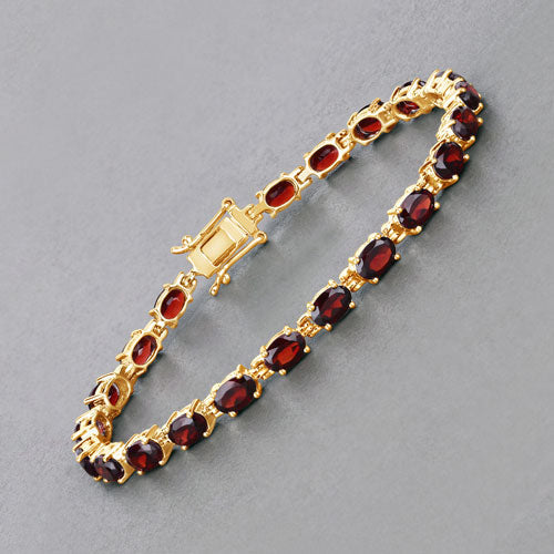 Bracelet garnet, 11.22ct, deep red stones set in gold-tone metal on Tampa Home & Garden Store