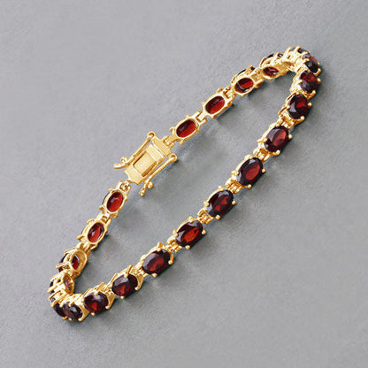Bracelet garnet, 11.22ct, deep red stones set in gold-tone metal on Tampa Home & Garden Store