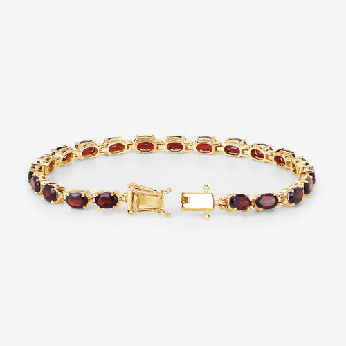 Garnet bracelet 11.22 ct in gold-tone metal with oval red stones in linked segments by Bids.com on Tampa Home & Garden Store