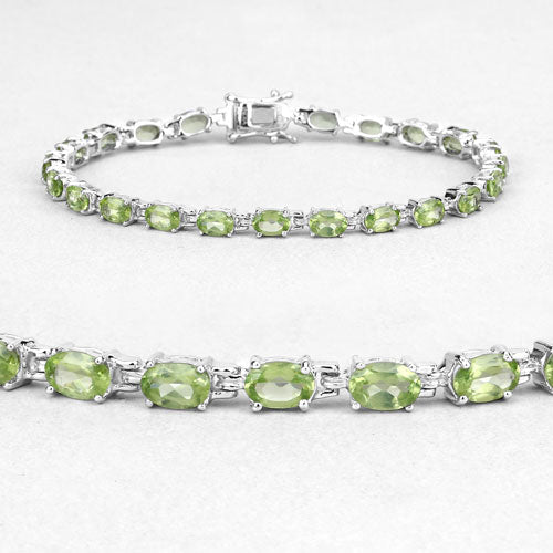 8.61 Carat Genuine Peridot Sterling Silver Bracelet with lime-green oval stones by Bids.com on Tampa Home & Garden Store