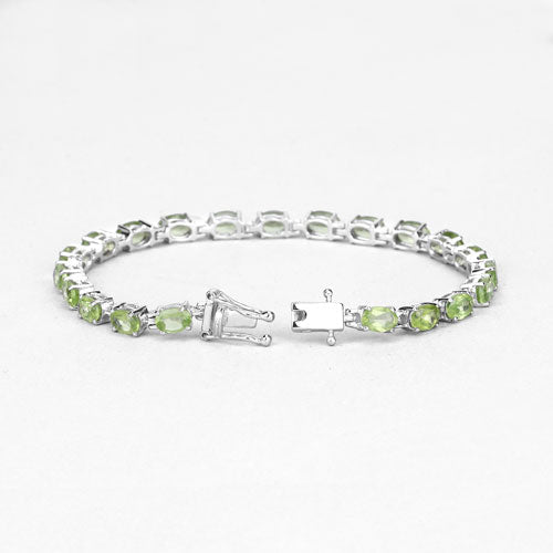8.61 Carat Genuine Peridot .925 Sterling Silver Bracelet, green stones, Bids.com on Tampa Home & Garden Store