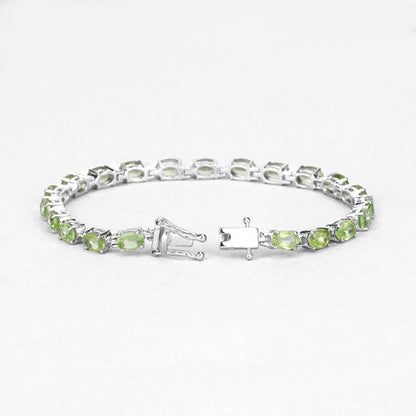 8.61 Carat Genuine Peridot .925 Sterling Silver Bracelet, green stones, Bids.com on Tampa Home & Garden Store