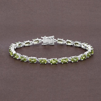 8.61ct peridot sterling silver bracelet with green oval stones in prong settings on Tampa Home & Garden Store