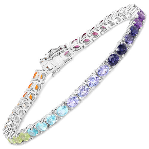 Bracelet 12.04ct genuine multi-stone .925 silver, gradient purple-blue-green, by Bids.com on Tampa Home & Garden Store