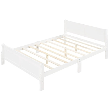 Platform bed frame with headboard and footboard, white wood slat system, Unique Piece Furniture on Tampa Home & Garden Store