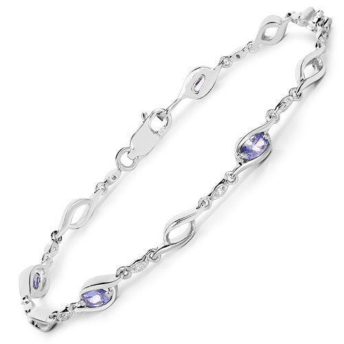1.30ct Genuine Tanzanite and White Topaz .925 Sterling Silver Bracelet with purple stones on Tampa Home & Garden Store