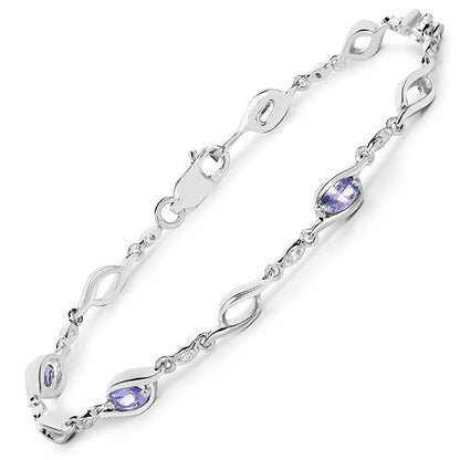 1.30ct Genuine Tanzanite and White Topaz .925 Sterling Silver Bracelet with purple stones on Tampa Home & Garden Store