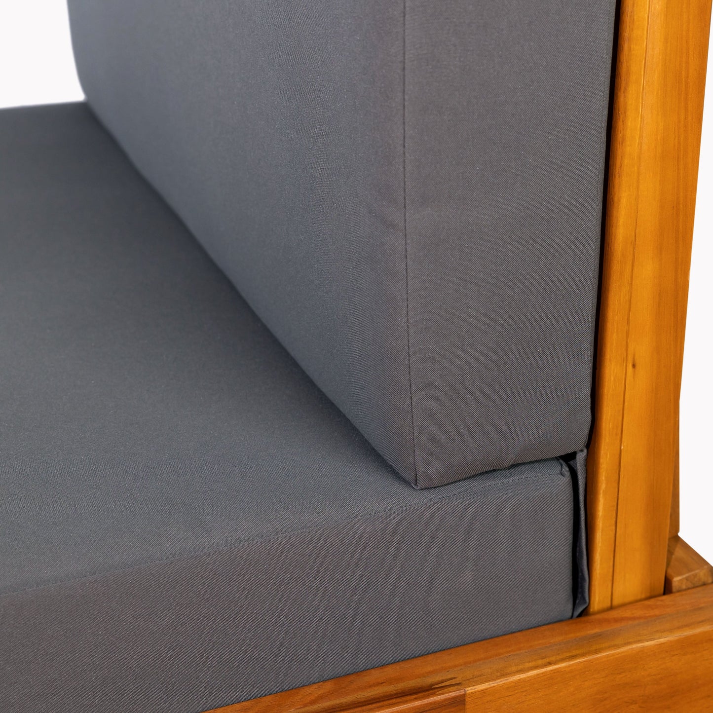 Gray Broadway Ian chaise lounge cushion, triple-fold back & seat, wooden frame HouseOfZazla on Tampa Home & Garden Store