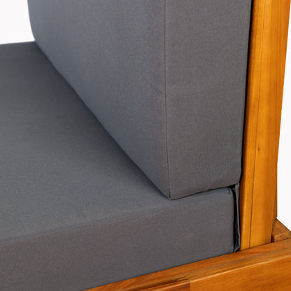 Gray Broadway Ian chaise lounge cushion, triple-fold back & seat, wooden frame HouseOfZazla on Tampa Home & Garden Store