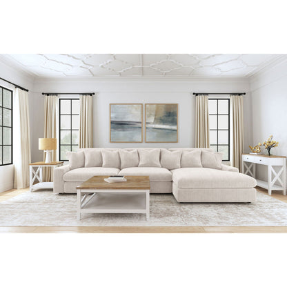Cassidy upholstered sectional sofa with reversible cushions beige striped fabric HouseOfZazla on Tampa Home & Garden Store