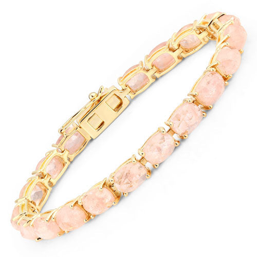Morganite bracelet 34.50ct with pink beads in gold-tone .925 silver, Bids.com on Tampa Home & Garden Store