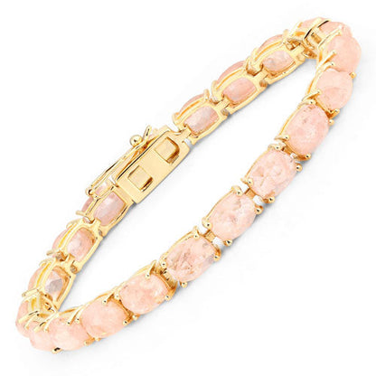 Morganite bracelet 34.50ct with pink beads in gold-tone .925 silver, Bids.com on Tampa Home & Garden Store