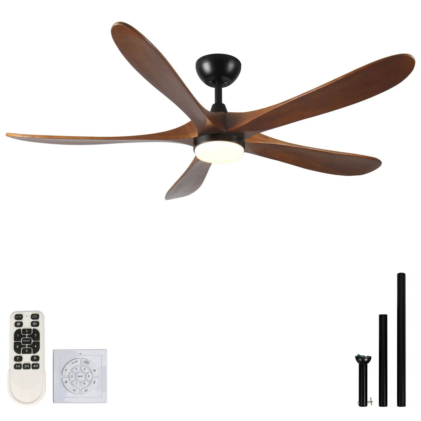 Solid Wood Ceiling Fan With Remote Light Brown