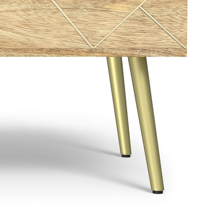 Handcrafted lift-top coffee table and storage; oak top with inlay, gold legs on Tampa Home & Garden Store