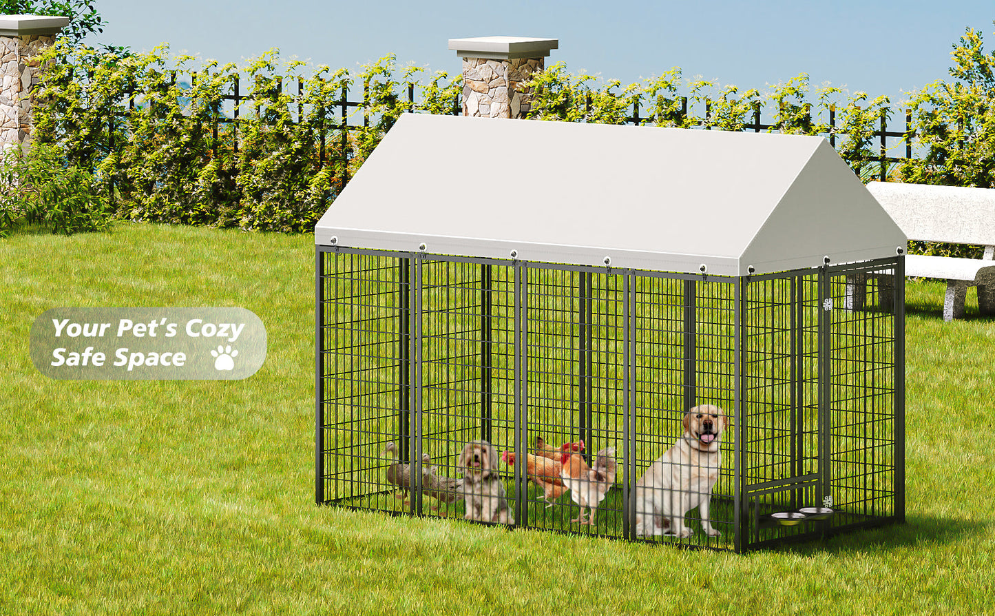 Large Outdoor Dog Kennel for Backyard and Patio