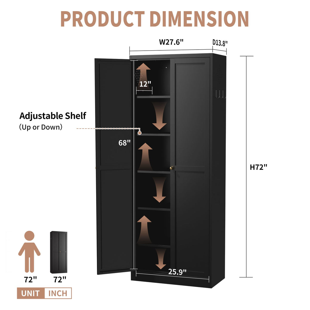 Kitchen pantry cabinet with 4 adjustable shelves freestanding black accent cabinet HouseOfZazla on Tampa Home & Garden Store