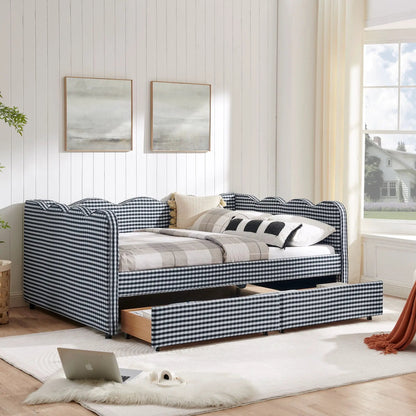 Gingham Daybed With USB Port and Wave Design