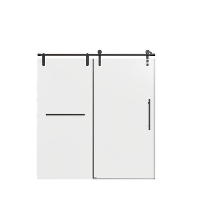 Frameless sliding shower door set with black hardware, towel rail and handle HouseOfZazla on Tampa Home & Garden Store