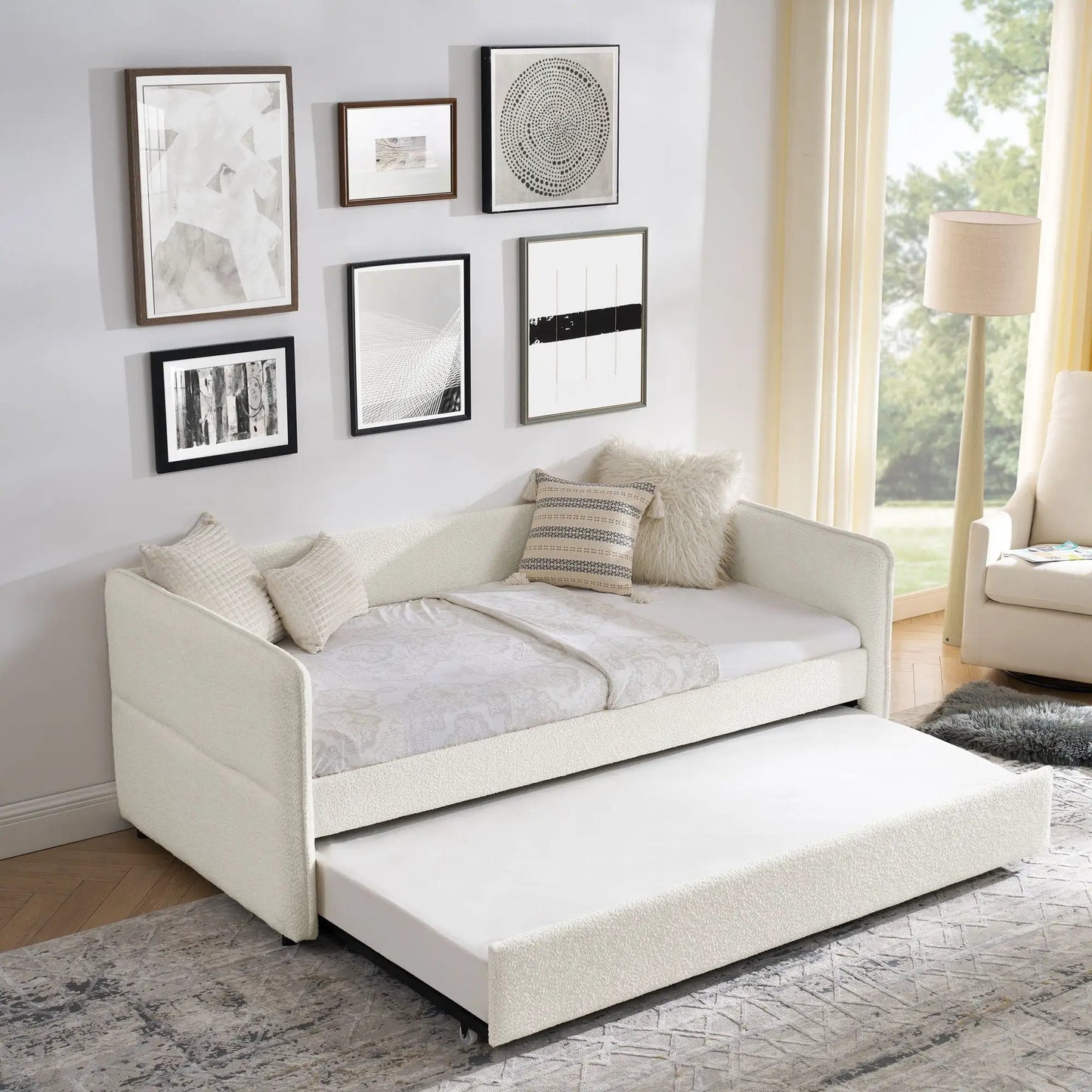 Upholstered Daybed With Pop Up Trundle For Guests