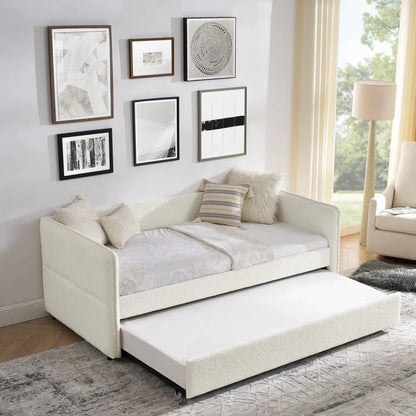 Upholstered Daybed With Pop Up Trundle For Guests