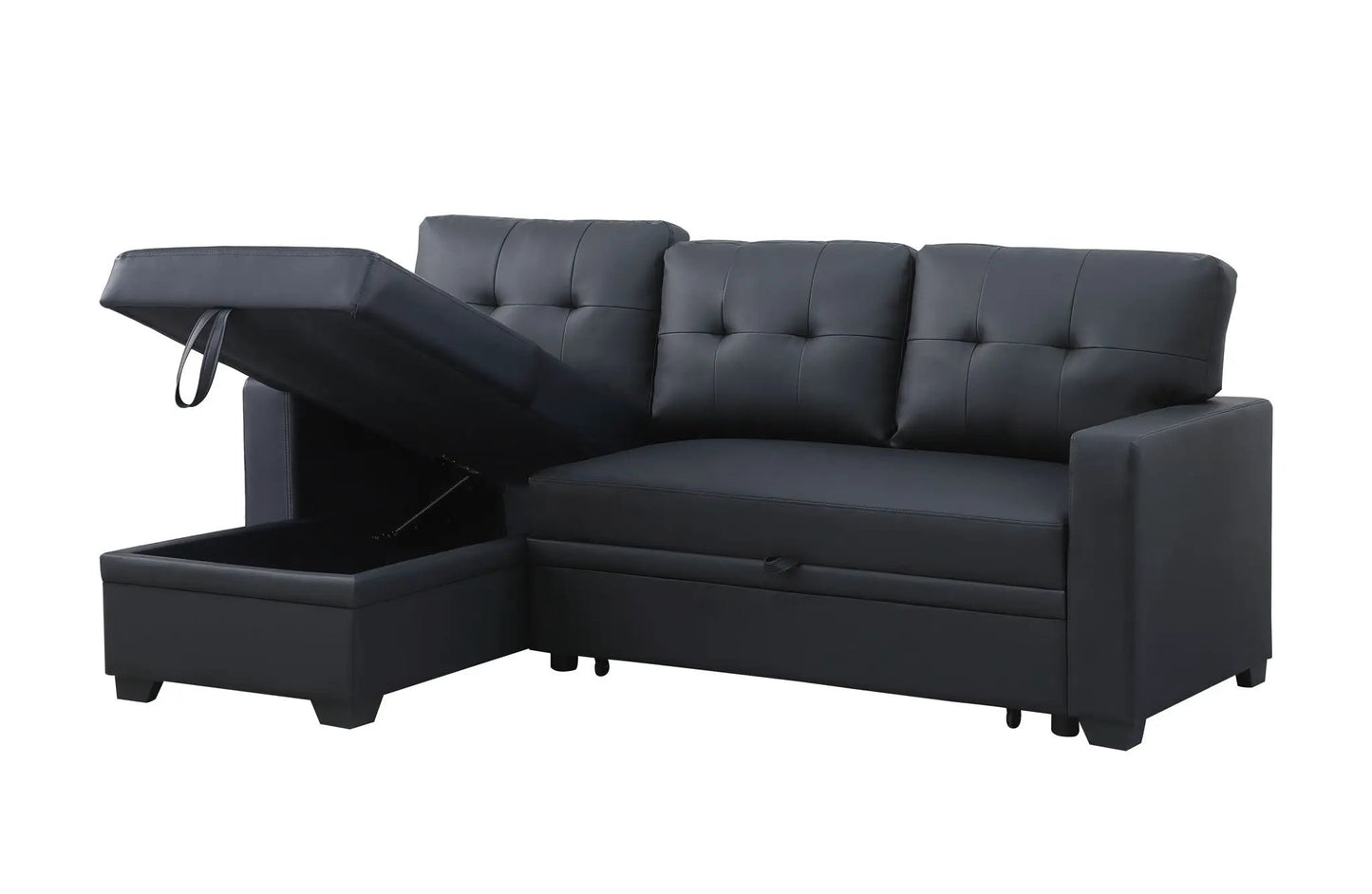 Upholstered pull-out sleeper sectional with chaise in dark gray Unique Piece Furniture on Tampa Home & Garden Store