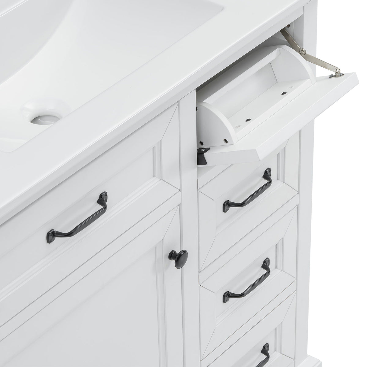 36in bathroom vanity with sink, white finish, soft-close hinges by HouseOfZazla on Tampa Home & Garden Store