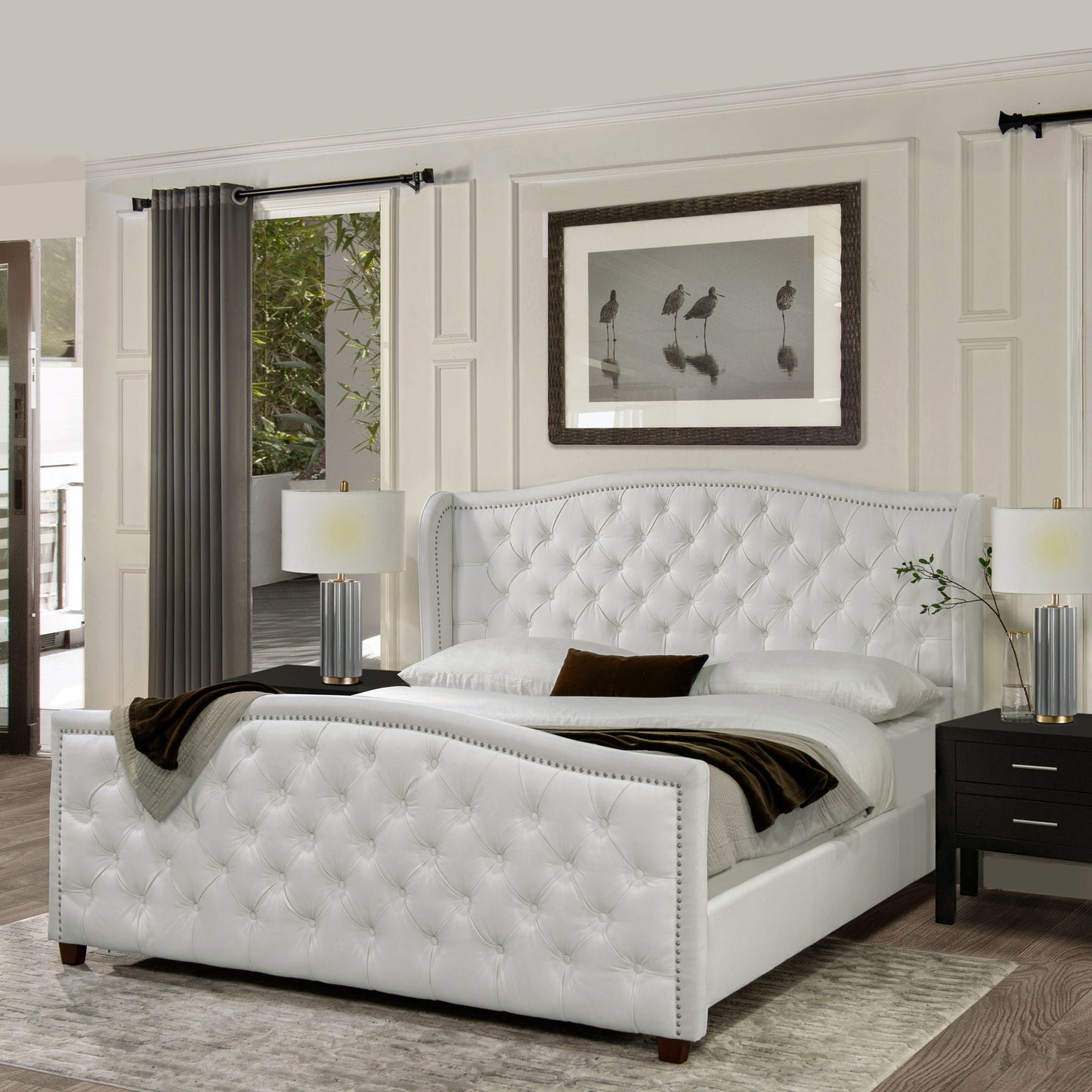Solid Upholstered Bed Frame and Headboard Set