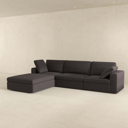 Cecilia modular corner sectional modern sofa by HouseOfZazla with chaise and ottoman on Tampa Home & Garden Store