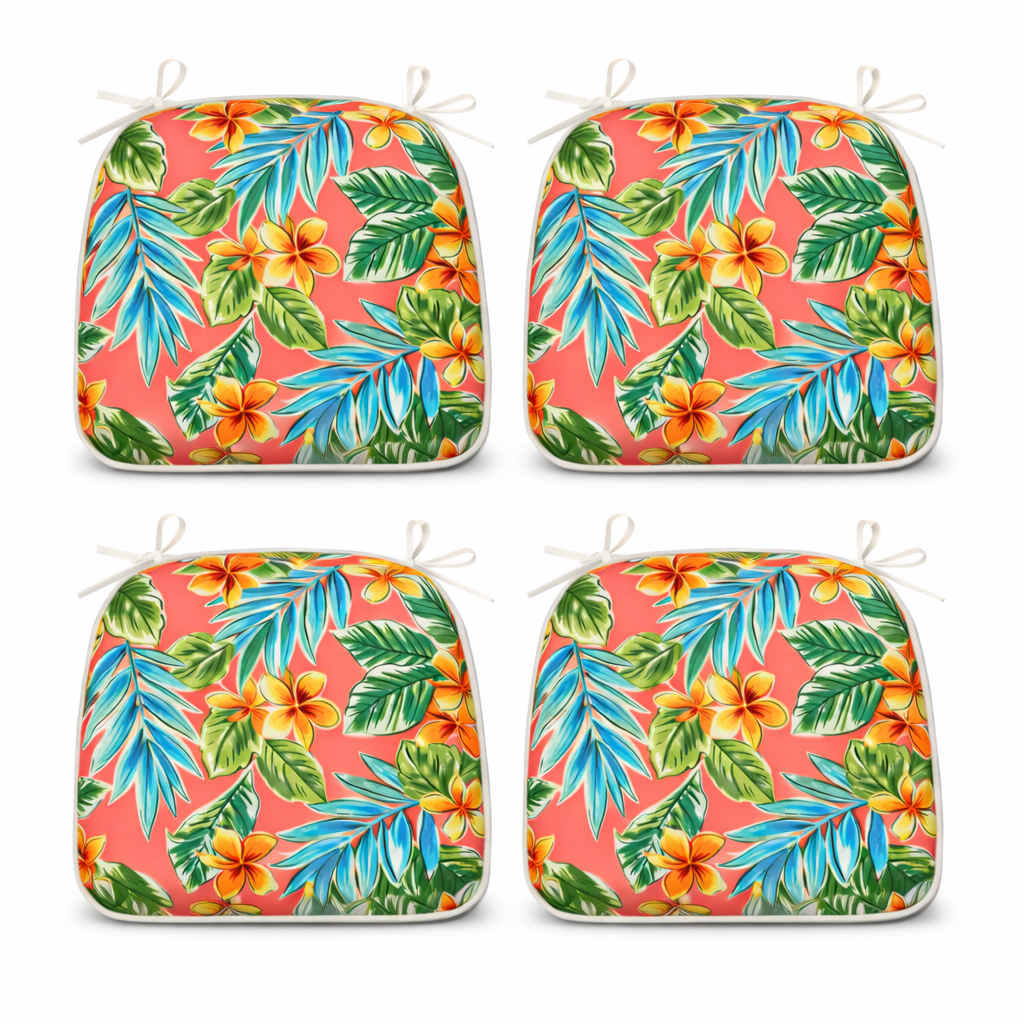 Bright Coral Set of Four Outdoor Chair Cushions
