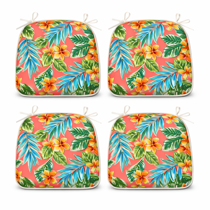 Bright Coral Set of Four Outdoor Chair Cushions